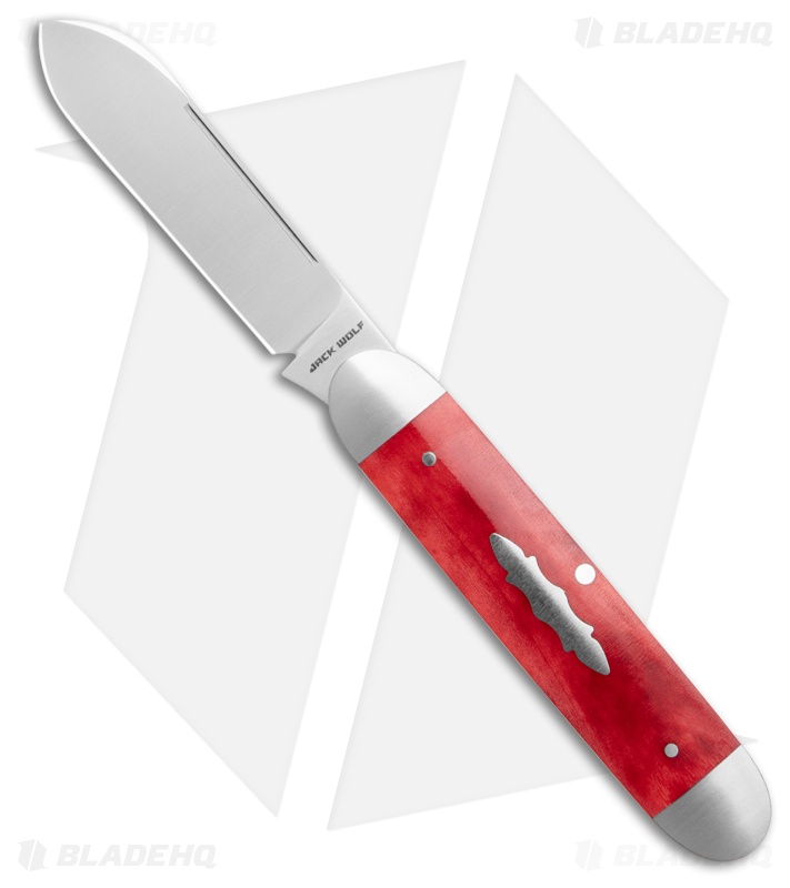 Jack Wolf Knives Equal End Slip Joint Knife Smooth Red Bone (2.75" Satin)