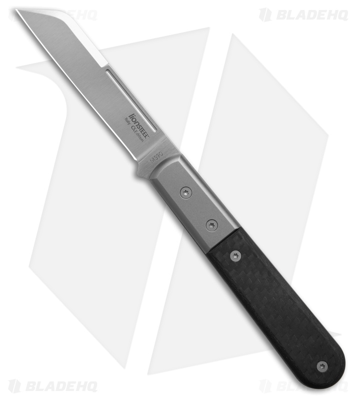 LionSteel DOM Wharncliffe Slip Joint Knife Carbon Fiber (3" Satin M390)
