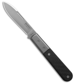 LionSteel Roundhead Spear Point Slip Joint Knife Black Carbon Fiber (3" Satin)