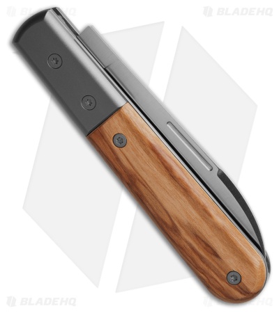 LionSteel Roundhead Slip Joint Knife Olive  Wood (3" Satin)