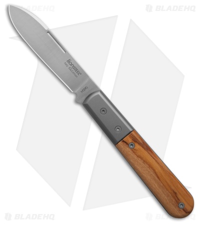LionSteel Roundhead Slip Joint Knife Olive  Wood (3" Satin)