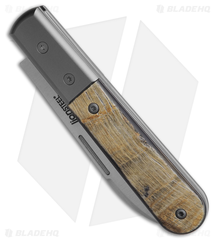 LionSteel Roundhead Spear Point Slip Joint Knife Brown Ram Horn (3" Satin M390)
