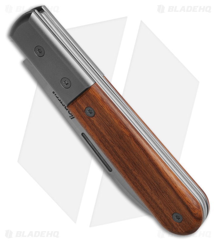 LionSteel Roundhead Spear Point Slip Joint Knife Brown Santos Wood (3" Satin)