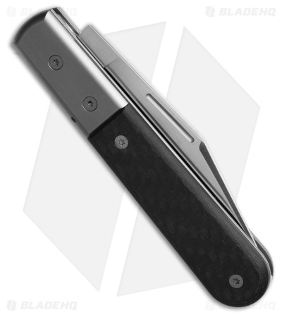 LionSteel Shuffler Clip Point Slip Joint Knife Black Carbon Fiber (3" Satin)