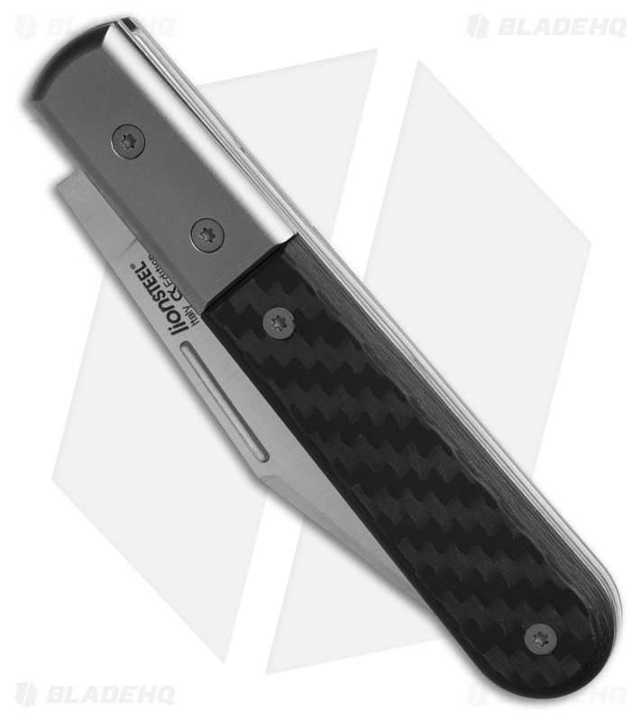 LionSteel Shuffler Clip Point Slip Joint Knife Black Carbon Fiber (3" Satin)
