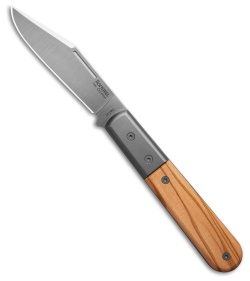 LionSteel Shuffler Clip Point Slip Joint Knife Olive Wood (3" Satin M390)