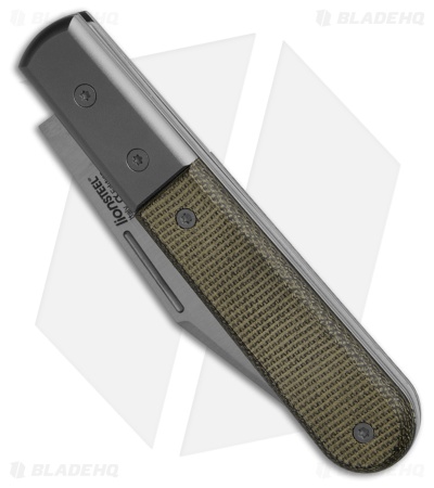 LionSteel Shuffler Clip Point Slip Joint Knife Green Micarta (3" Satin M390)
