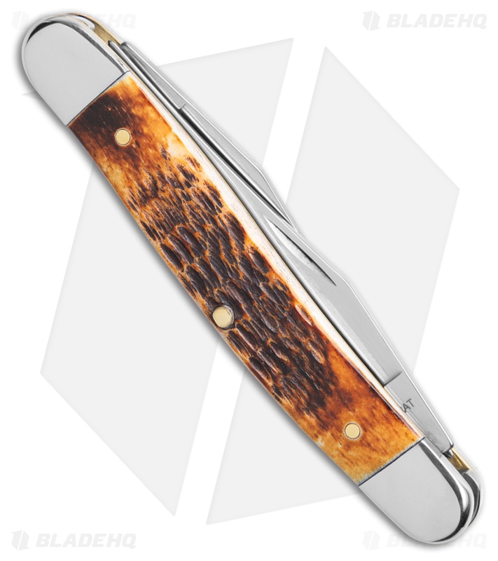 Case Cutlery Jig Muskrat Burnt Amber Bone Rogers (2.90" Satin) 51395