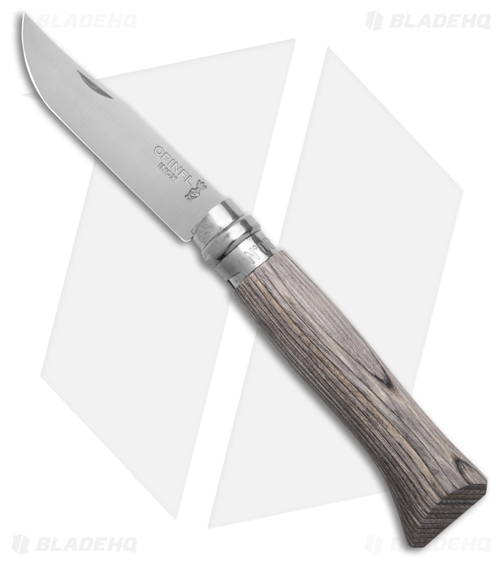 Opinel Knives No. 8 Folding Knife Laminated Gray Birchwood (3.25" Satin) #8 SS