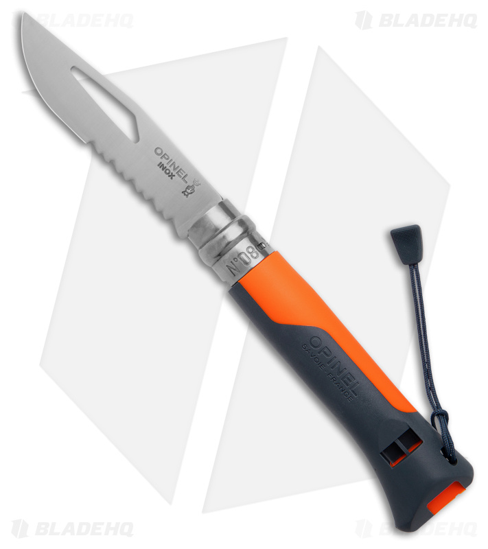Opinel Knives No. 8 Outdoor Stainless Steel Knife Orange (3.25" Serr)