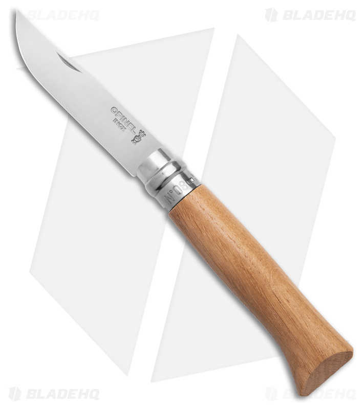 Opinel Knives No. 8 Stainless Steel Knife Oak (3.25" Satin) #8 SS