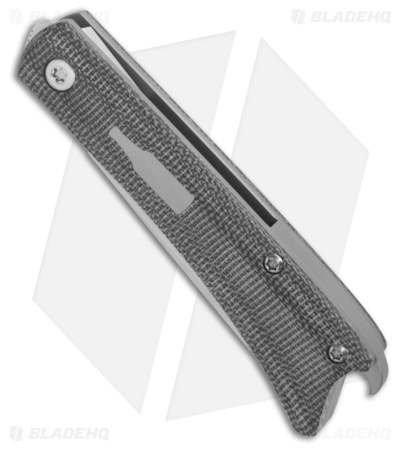 ESNYX Silver Line Beer Buster Jr. Flipper Blasted Ti/Blk Micarta/Mokuti (Satin)