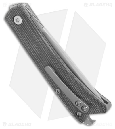 ESNYX Silver Line Beer Buster Jr. Flipper Blasted Ti/Blk Micarta (2.6" Satin)