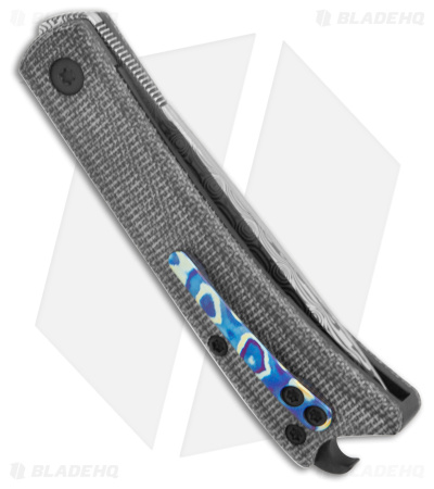 ESNYX Silver Line Beer Buster Jr. Flipper PVD Ti/Blk Micarta (2.6" Damasteel)