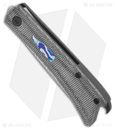 ESNYX Silver Line Beer Buster Jr. Flipper PVD Ti/Blk Micarta (2.6" Damasteel)