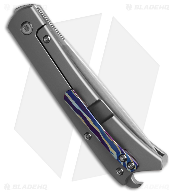 ESNYX Silver Line Beer Buster Frame Lock Knife BB Ti MokuTi Clip (3.1" Satin)