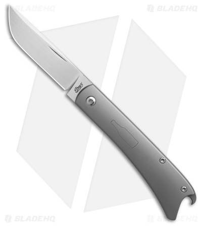 ESNYX Silver Line Beer Buster Frame Lock Knife BB Ti MokuTi Clip (3.1" Satin)