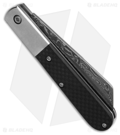 Bear & Son Modern Large Barlow Slip Joint Knife Carbon Fiber (3.75" Damascus)