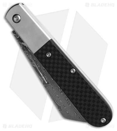 Bear & Son Modern Large Barlow Slip Joint Knife Carbon Fiber (3.75" Damascus)