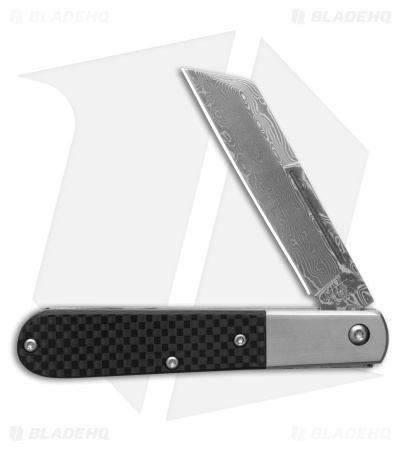 Bear & Son Modern Large Barlow Slip Joint Knife Carbon Fiber (3.75" Damascus)