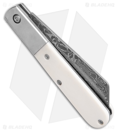 Bear & Son Modern Large Barlow Slip Joint Knife Smooth Bone (3.75" Damascus)