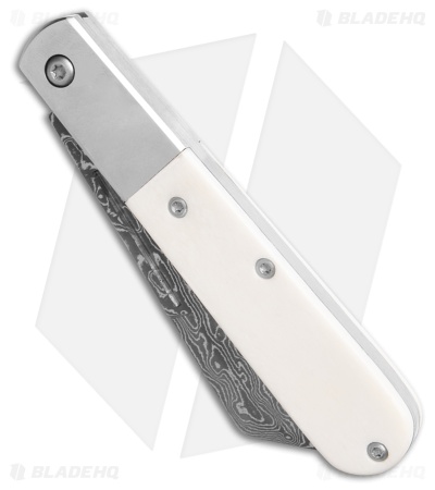 Bear & Son Modern Large Barlow Slip Joint Knife Smooth Bone (3.75" Damascus)