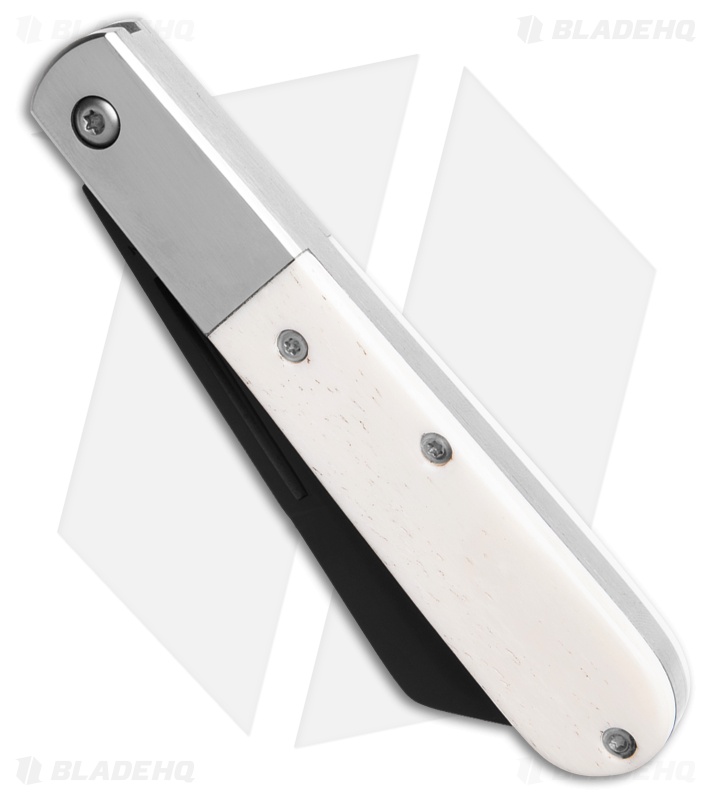 Bear & Son Modern Large Barlow Slip Joint Knife White Smooth Bone (3.75" Black)