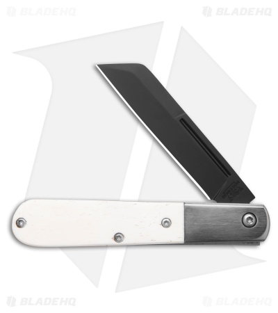 Bear & Son Modern Large Barlow Slip Joint Knife White Smooth Bone (3.75" Black)
