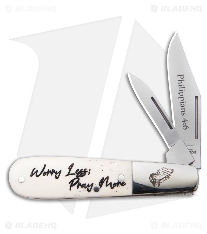 Bear & Son Scripture Series Barlow Slip Joint Knife Smooth Bone (2.5" Satin)