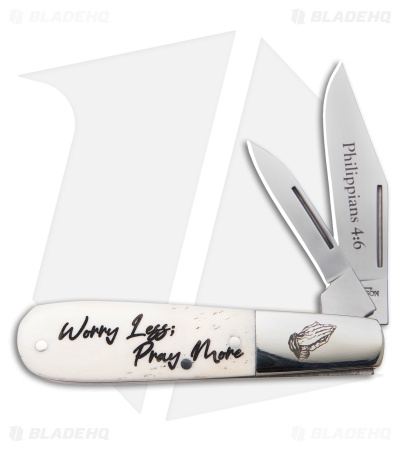 Bear & Son Scripture Series Barlow Slip Joint Knife Smooth Bone (2.5" Satin)
