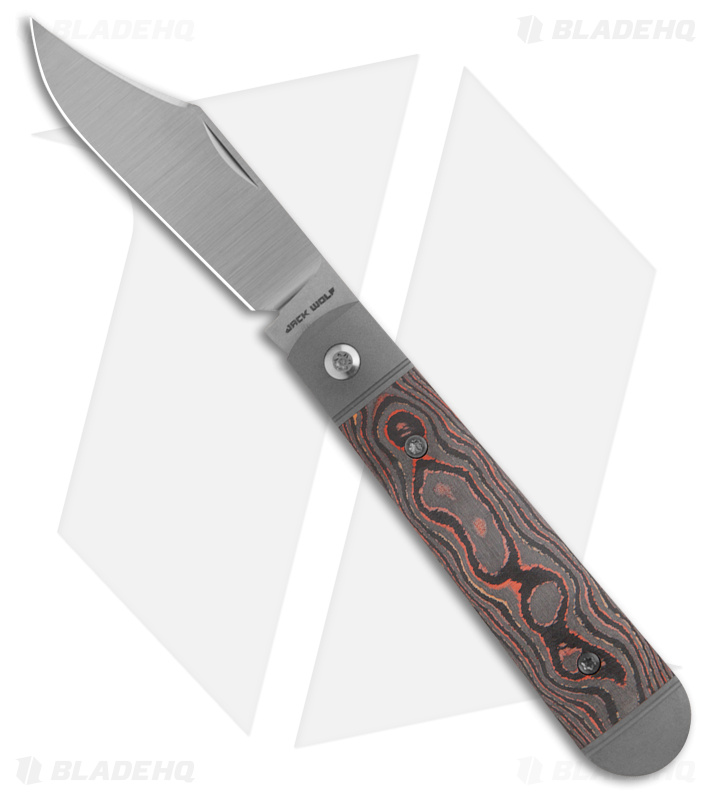 Jack Wolf Knives Big Bro Jack Slipjoint Knife Sunset Orange CamoCarbon (3" Sat)