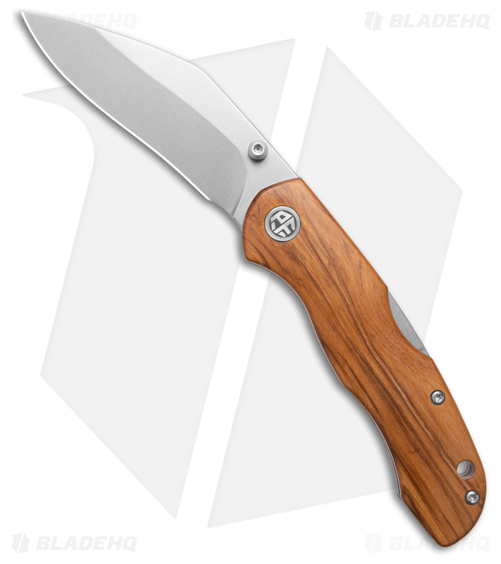 Petrified Fish Skalor Lockback Knife Olive Wood (3.39" Stonewash) PFE12 OWOW