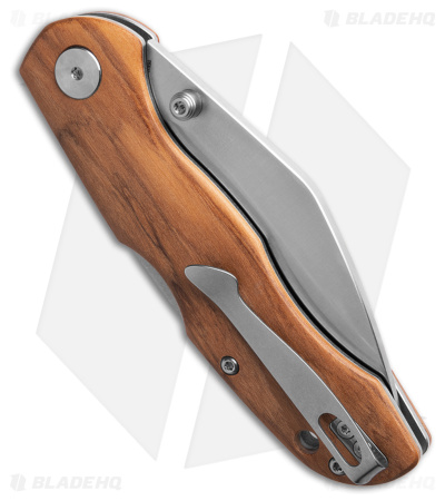Petrified Fish Skalor Lockback Knife Olive Wood  (3.39" Satin) PFE12 OWOS