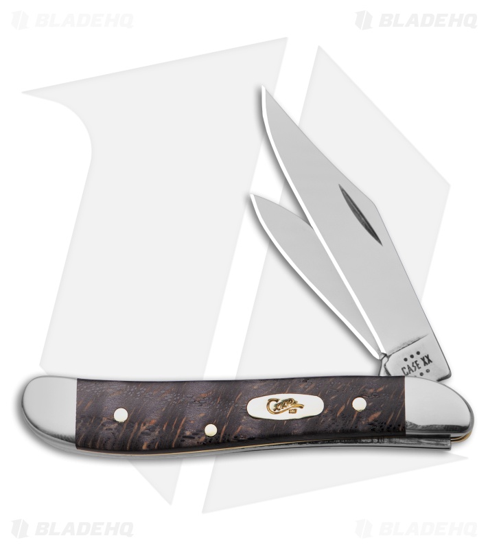 Case Pocket Knife Black Curly Oak Wood Peanut (7220 SS) 14005
