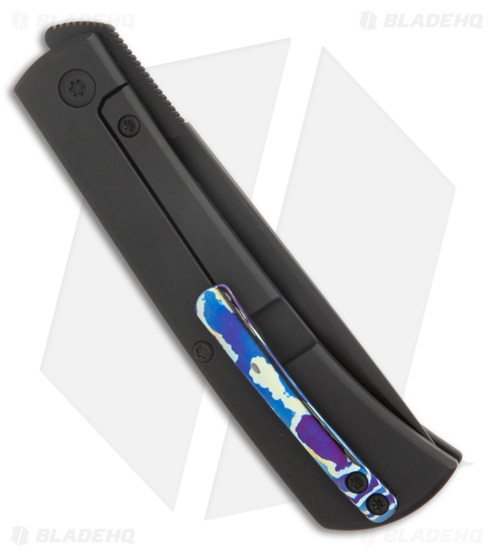 ESNYX Workhorse Front Flipper Frame Lock Knife Black Ti/MokuTi Clip (3.2 Black)