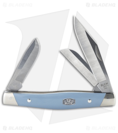 Buck 301 Stockman Slip Joint Knife Blue Acetal Copolymer (3" Satin 420HC)