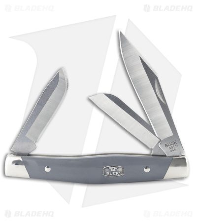 Buck 301 Stockman Slip Joint Knife Gray Acetal Copolymer (3" Satin 420HC)