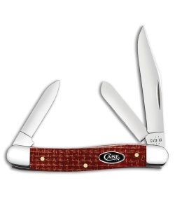 Case Knives Medium Stockman Knife 3.6" Dark Red Burlap Micarta (103087 CS) 12272