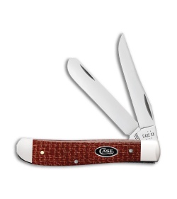 Case Knives Mini Trapper Knife 3.5" Dark Red Burlap Micarta (10207 CS) 12271