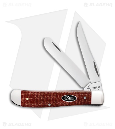 Case Knives Mini Trapper Knife 3.5" Dark Red Burlap Micarta (10207 CS) 12271