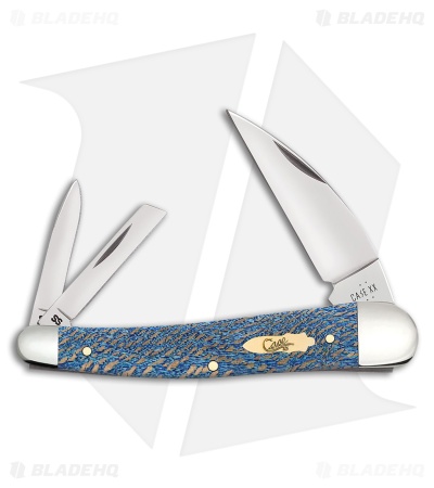 Case Knives Seahorse Whittler Knife 4" Blue Sycamore Wood (7355WH SS) 63735