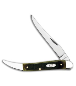 Case Knives Medium Texas Toothpick Knife 2.75" Olive Green Sawcut Bone 610094 SS