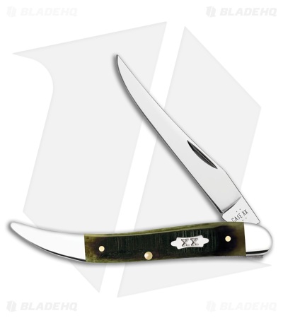 Case Knives Medium Texas Toothpick Knife 2.75" Olive Green Sawcut Bone 610094 SS