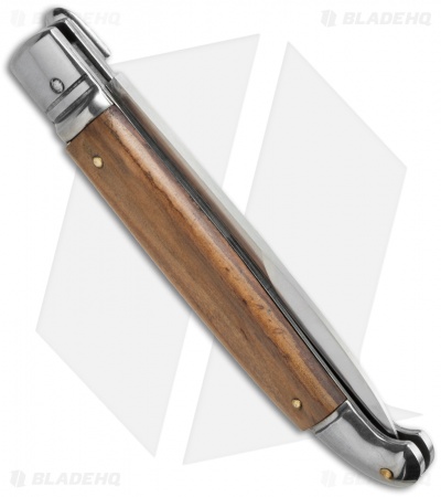 SKM 9.5" Fancy Lever Lock Automatic Knife Olive Wood (4" Satin Bayo)