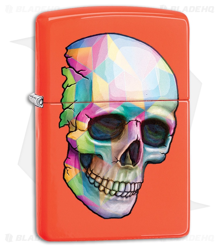 Zippo Lighter Skull (Neon Orange) 11997 - Blade HQ