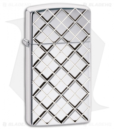 Zippo Lighter Argyle Slim (Brushed Chrome) 11599