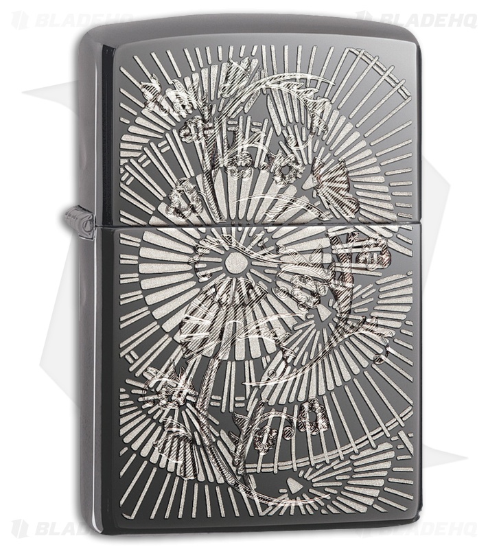 Zippo Lighter Asian Floral (High Polish Chrome) 12314