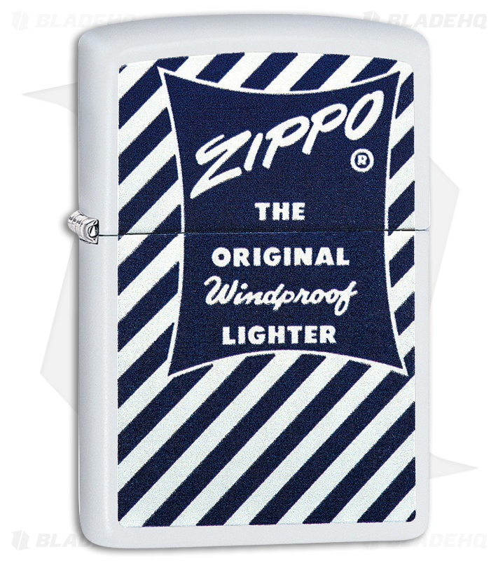 Zippo Lighter Blue White 1958-59 (White Matte) 12299 - Blade HQ