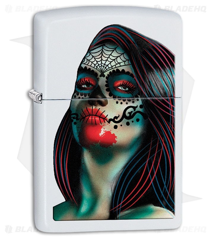 Zippo Lighter Day of the Dead Lady Tattoo (White Matte) 11994 
