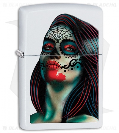 Zippo Lighter Day of the Dead Lady Tattoo (White Matte) 11994 